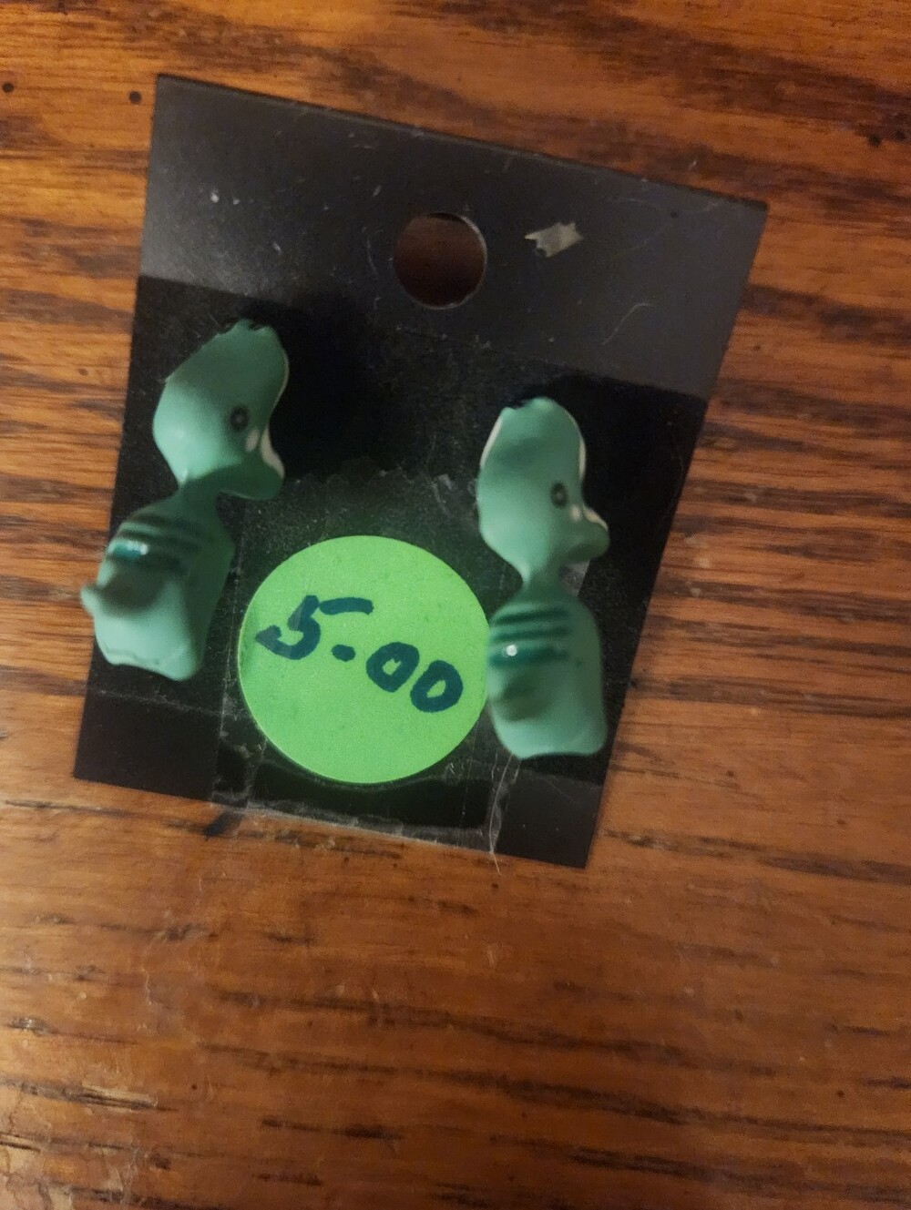 Source Unknown Green Dinosaur Stud Earrings